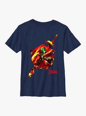The Legend Of Zelda Link Fire Shield Emblem Youth T-Shirt