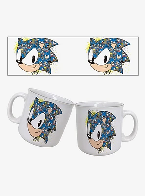 Sonic The Hedgehog Pixelated Face 20oz Camper Mug