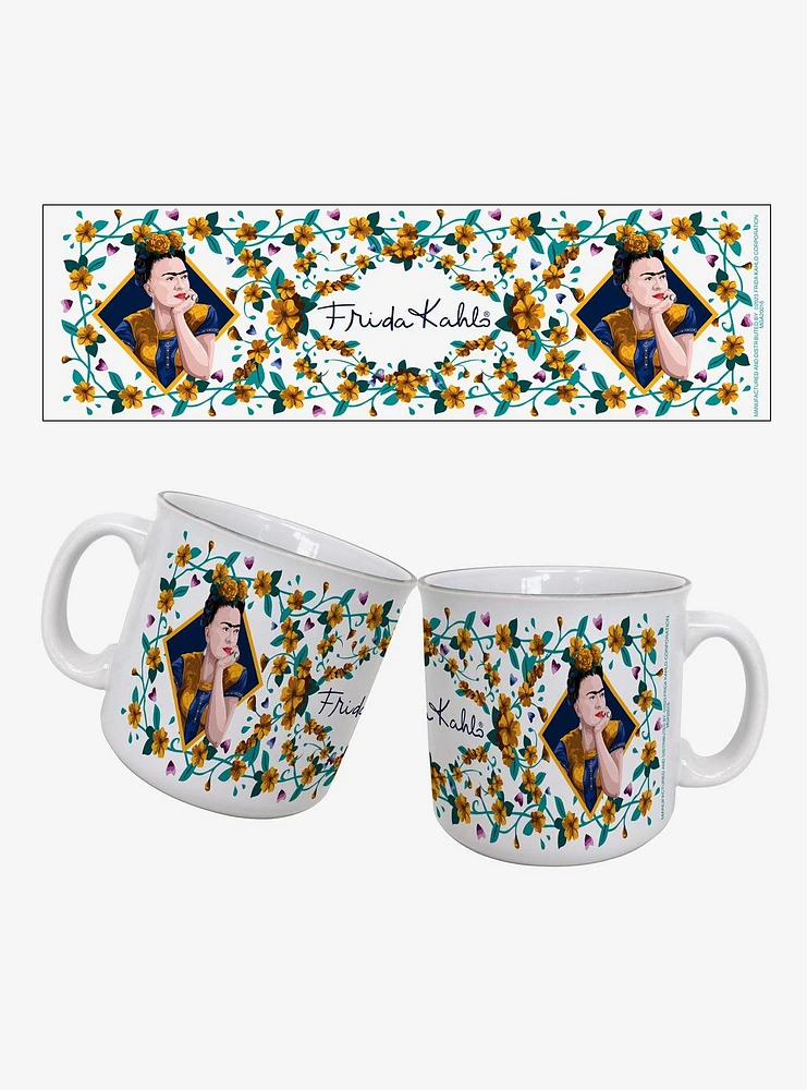 Frida Kahlo Floral Portrait 20oz Camper Mug