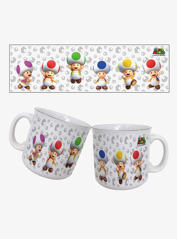 Super Mario Multi Toads 20oz Camper Mug