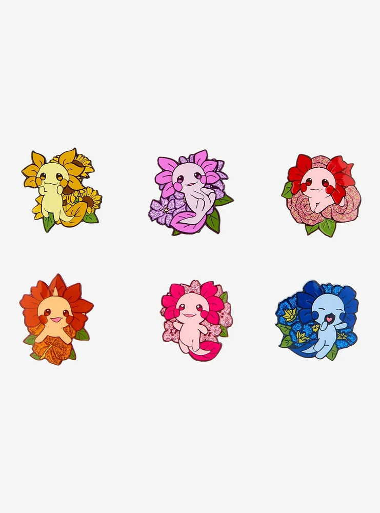 Axolotl Floral Blind Bag Glitter Enamel Pin — BoxLunch Exclusive