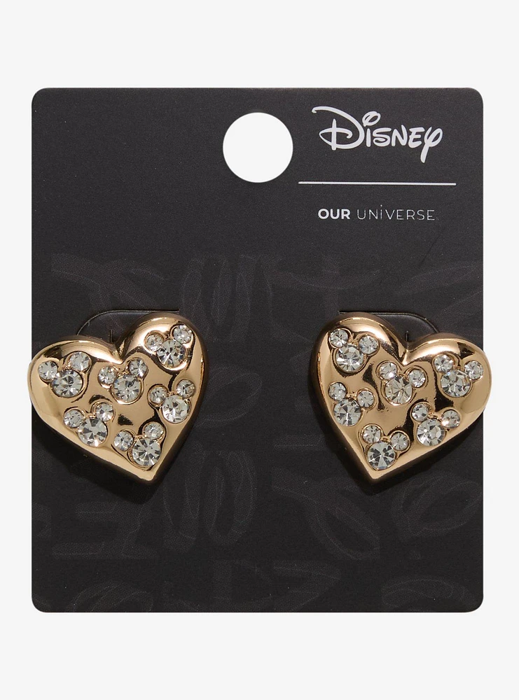 Our Universe Disney Mickey Mouse Rhinestone Heart Earrings — BoxLunch Exclusive