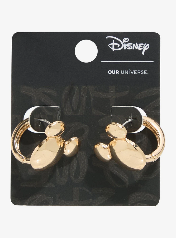 Our Universe Disney Mickey Mouse Silhouette Gold Huggie Hoop Earrings - BoxLunch Exclusive