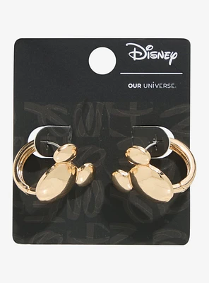Our Universe Disney Mickey Mouse Silhouette Gold Huggie Hoop Earrings - BoxLunch Exclusive