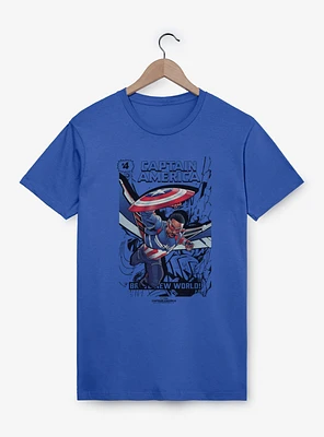 Marvel Captain America: Brave New World Comic Book Explosion T-Shirt