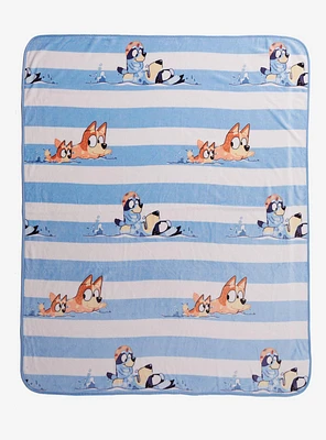 Bluey Heeler Family Swimming Striped Fleece Throw - BoxLunch Exclusive