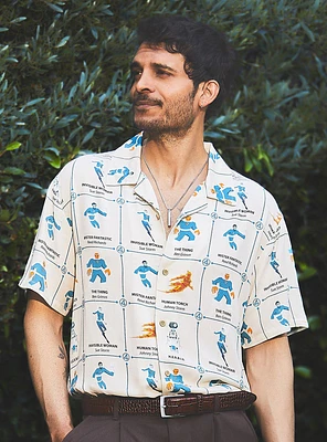 Marvel Fantastic Four: First Steps Characters Allover Print Woven Button-Up - BoxLunch Exclusive