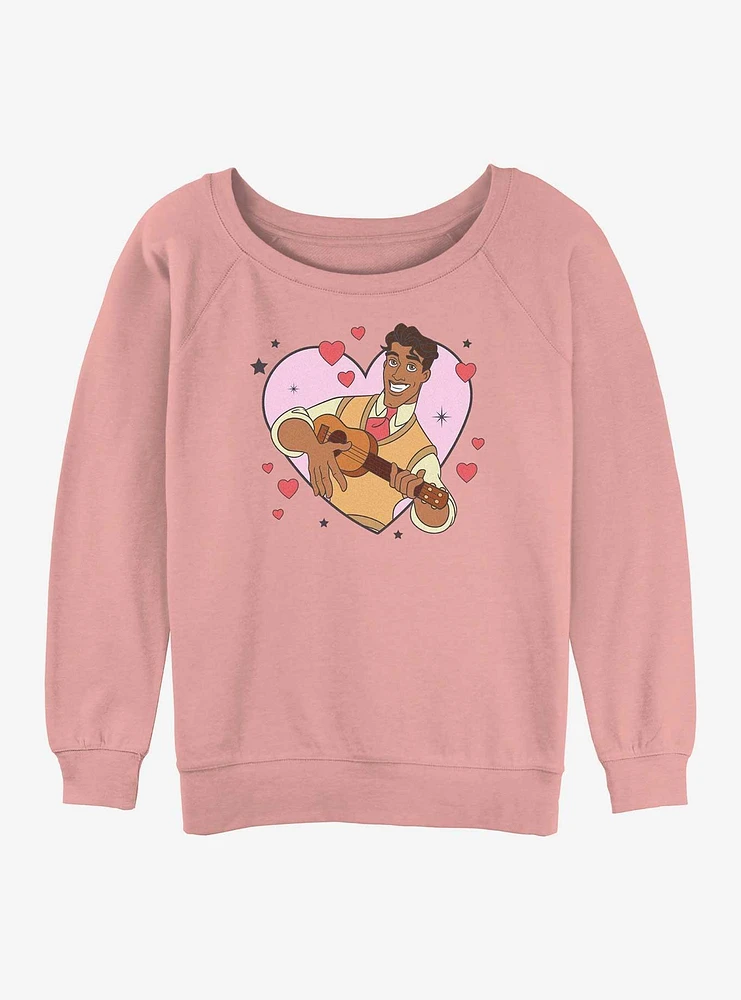Disney The Princess And Frog Prince Naveen Heart Lockup Womens Slouchy Sweatshirt