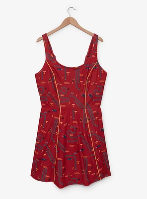 Disney Pixar Cars Lightning McQueen Icons Allover Print Plus Active Dress - BoxLunch Exclusive