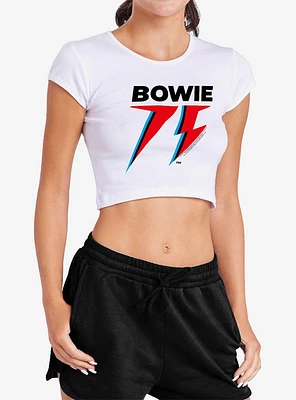 David Bowie 75 Logo Cap Sleeve Baby Rib Crop Top