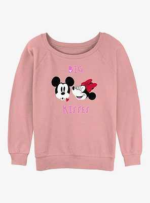 Disney Mickey Mouse and Minnie Big Kisses Womens Slouchy Sweatshirt