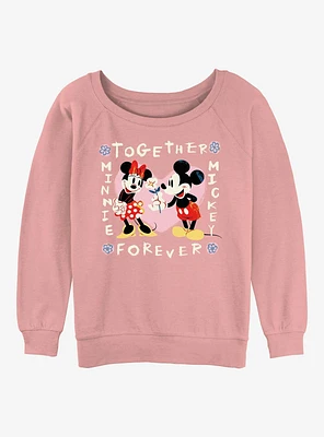 Disney Mickey Mouse and Minnie Together Forever Womens Slouchy Sweatshirt