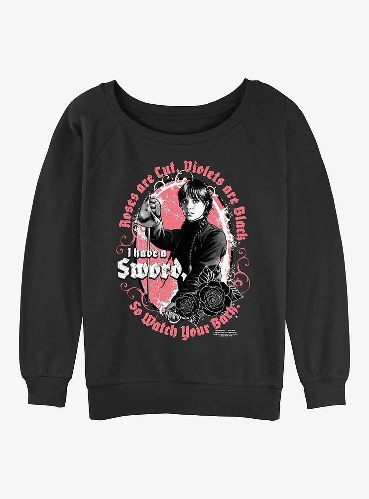 Wednesday Deadly Poem Womens Slouchy Sweatshirt