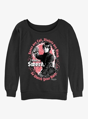 Wednesday Deadly Poem Womens Slouchy Sweatshirt