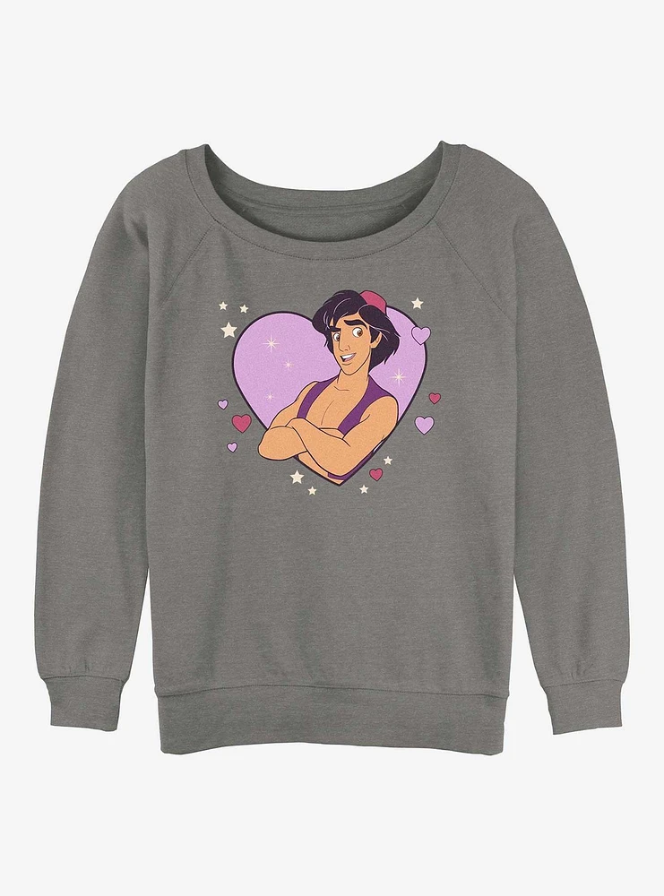 Disney Princess Aladdin Heart Womens Slouchy Sweatshirt