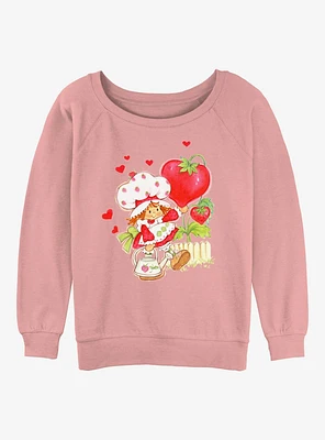 Strawberry Shortcake Heart Balloon Walk Womens Slouchy Sweatshirt