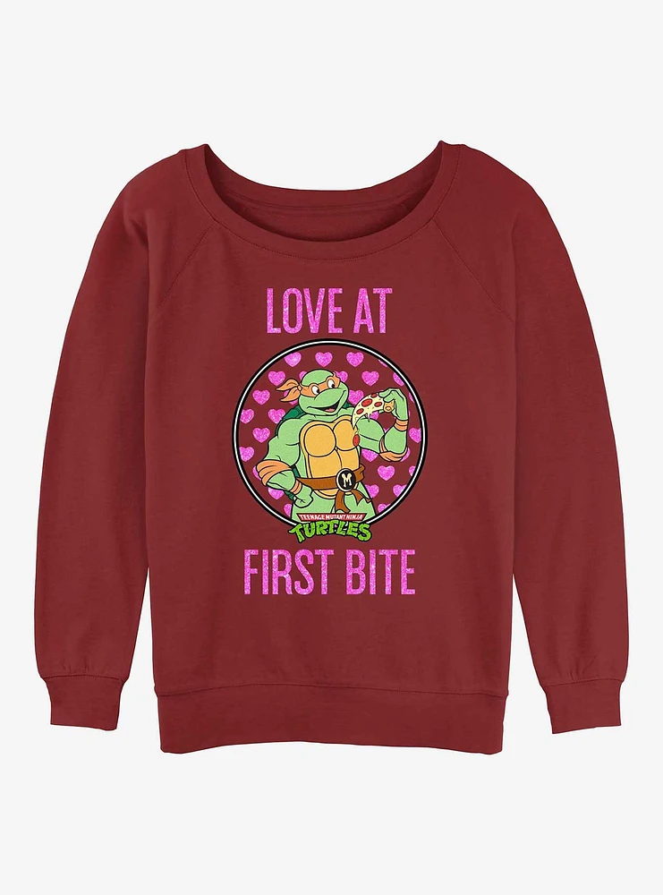 Teenage Mutant Ninja Turtles Love At First Bite Womens Slouchy Sweatshirt