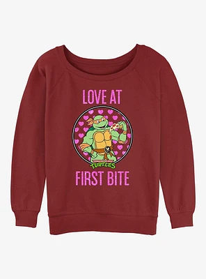 Teenage Mutant Ninja Turtles Love At First Bite Womens Slouchy Sweatshirt