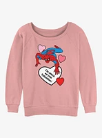 Marvel Spiderman Im Stuck On You Valentine Womens Slouchy Sweatshirt