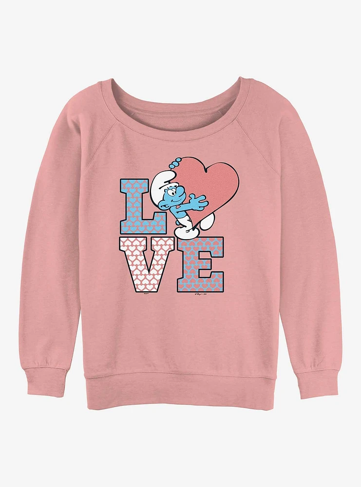 The Smurfs Love Stack Womens Slouchy Sweatshirt