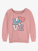 The Smurfs Love Stack Womens Slouchy Sweatshirt