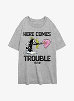 Felix The Cat Here Comes Trouble Womens Oversized T-Shirt