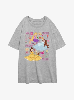 Disney Princess Friends Light Up My Life Womens Oversized T-Shirt