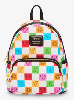 Loungefly Disney Mickey and Friends Checkered Colorful Mini Backpack — BoxLunch Exclusive