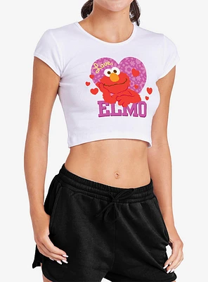 Sesame Street Love Elmo Cap Sleeve Baby Rib Women's Crop Top