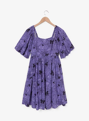 Disney Mickey Mouse Jack-o-Lantern Spiderweb Allover Print Smock Dress - BoxLunch Exclusive