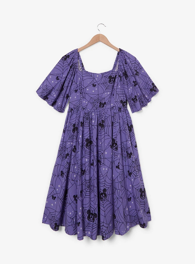 Disney Mickey Mouse Jack-o-Lantern Spiderweb Allover Print Plus Smock Dress - BoxLunch Exclusive
