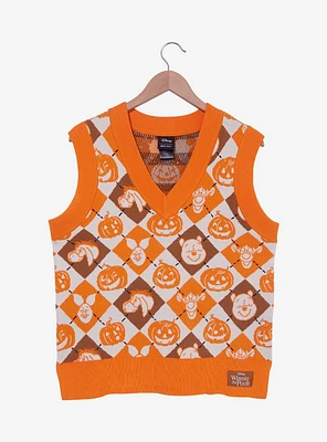 Disney Winnie the Pooh Characters & Pumpkins Argyle Women's Sweater Vest - BoxLunch Exclusive