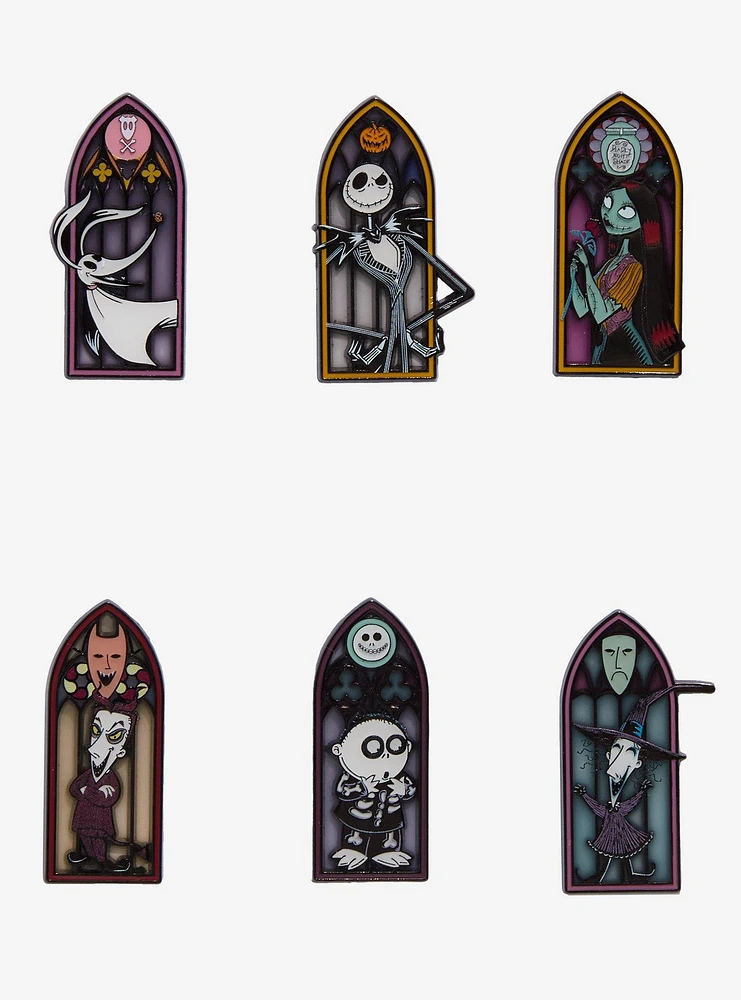 Loungefly Disney The Nightmare Before Christmas Characters Stained Glass Window Blind Box Enamel Pin - BoxLunch Exclusive