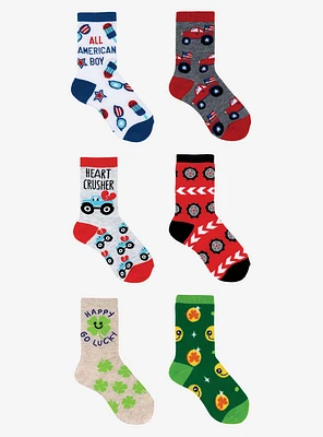 Holiday 6-Pair Boys Crew Socks