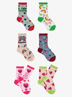 Holiday 6-Pair Girls Crew Socks