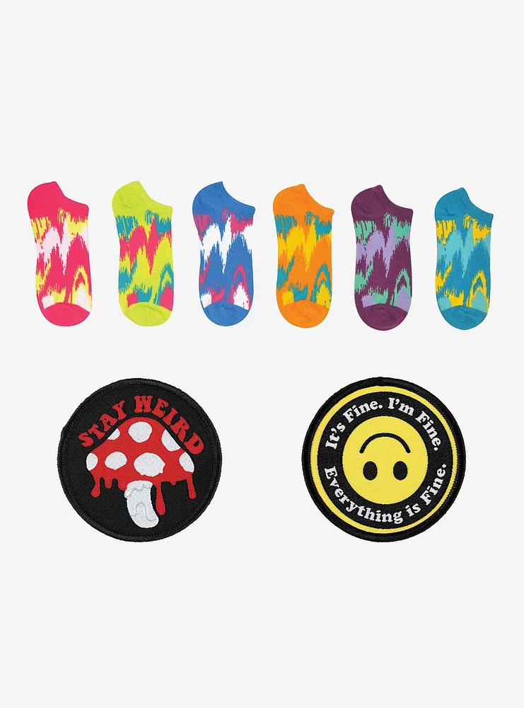 Rainbow 6-Pair Lowcut Socks & 2 Patches Pack