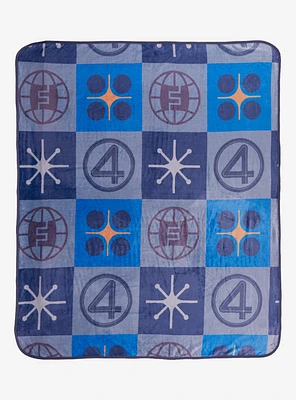 Marvel The Fantastic Four: First Steps Checkered Icons Fleece Throw - BoxLunch Exclusive