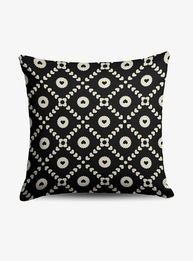 Black Hearts Throw Pillow
