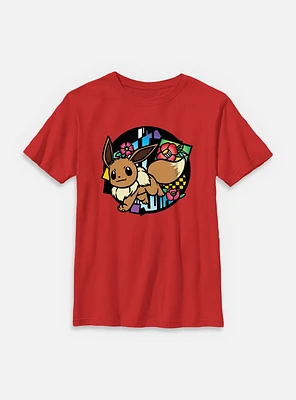 Pokemon Eevee Stained Glass Icon  Youth T-Shirt