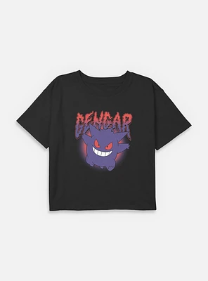 Pokemon Gengar Poison Type Youth Girls Boxy Crop T-Shirt
