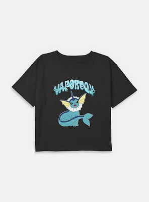 Pokemon Vaporeon Water Type  Youth Girls Boxy Crop T-Shirt