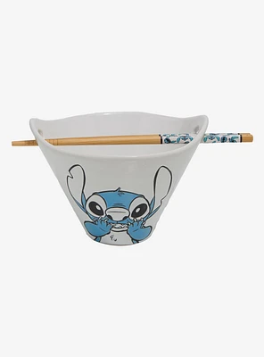 Disney Lilo & Stitch Wax Resist Stitch Ramen Bowl with Chopsticks