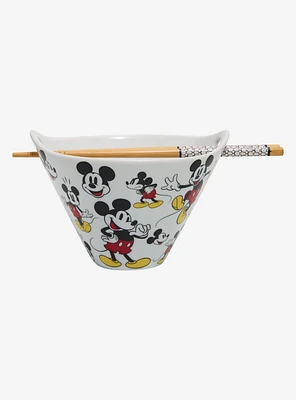 Disney Mickey Mouse Allover Print Ramen Bowl with Chopsticks