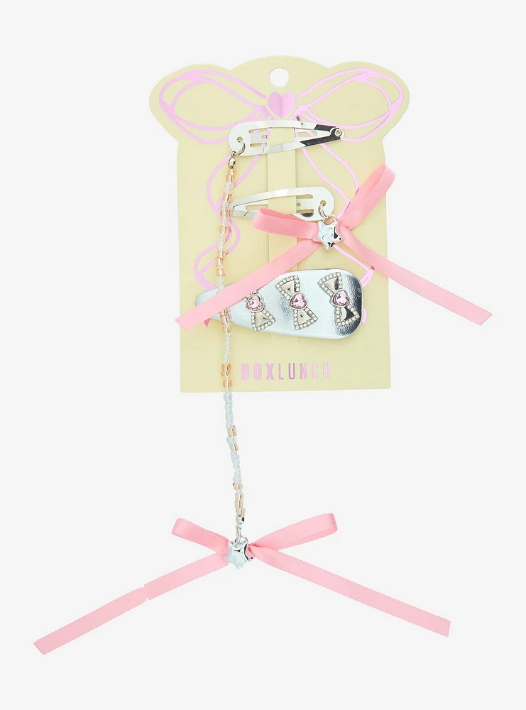 Pink Bow Charms Hair Clip Set - BoxLunch Exclusive