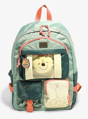Disney Winnie the Pooh Pastel Multi-Pocket Backpack with Plush Pooh Bear Keychain - BoxLunch Exclusive