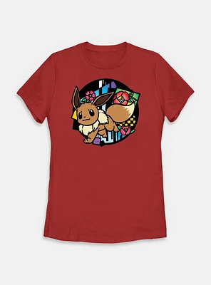 Pokemon Eevee Stained Glass Icon  Womens T-Shirt