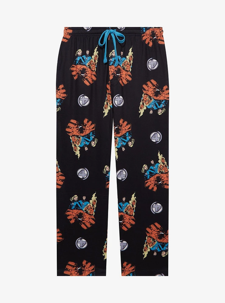 Marvel The Fantastic Four Group Portrait Allover Print Women's Plus Sleep Pants - BoxLunch Exclusive