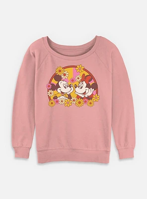 Disney Mickey Mouse Love Bloom Womens Slouchy Sweatshirt