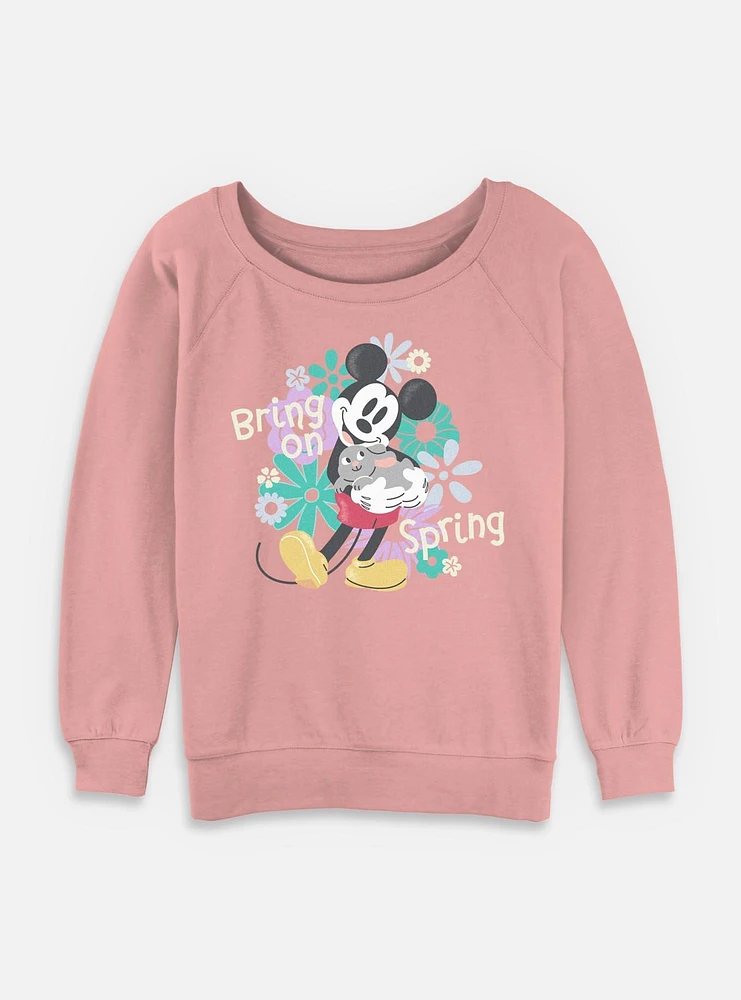 Disney Mickey Mouse Bring On Spring Womens Slouchy Sweatshirt