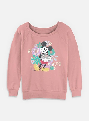 Disney Mickey Mouse Bring On Spring Womens Slouchy Sweatshirt